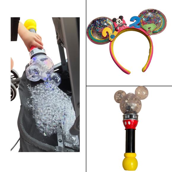 Disney Mickey Mouse Bubble Wand & 2024 Mickey Ear Headband Kids Toy Souvenir - Picture 1 of 7